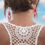 Beaded Fringe Earrings - Watermelon