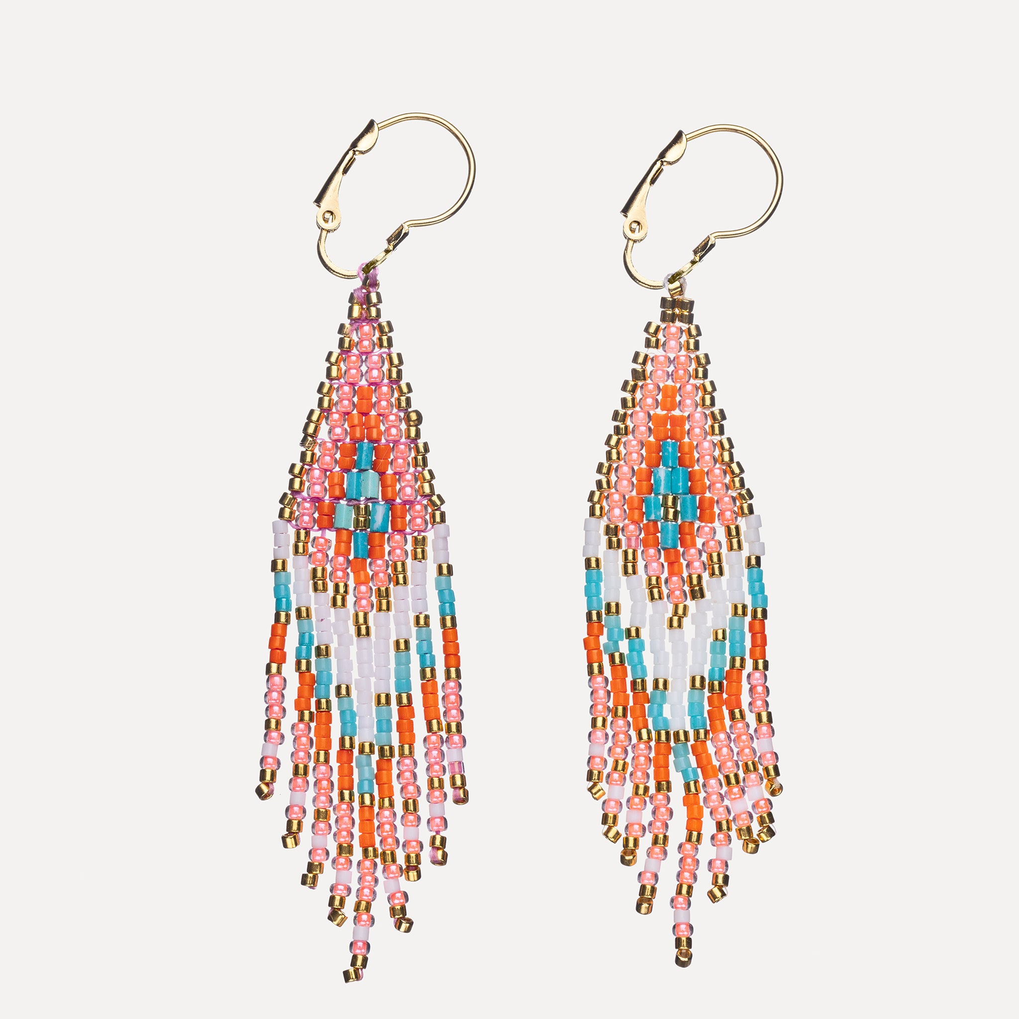Beaded Fringe Earrings Papaya – Mara Works